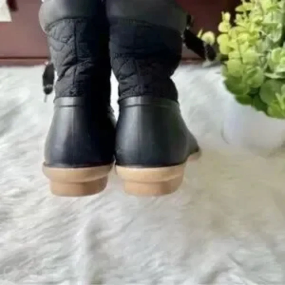 Black Duck Boot Lace Up Ankle Rain‎ Boots Rubber Sole Size 3.5 (big Girl)
